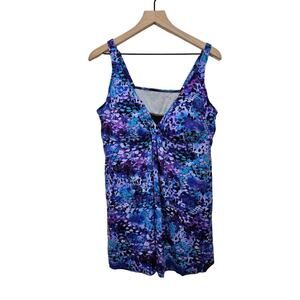 Croft & Barrow Women's Plus swimsuit swim dress bathing 22W 2X 3X purple print